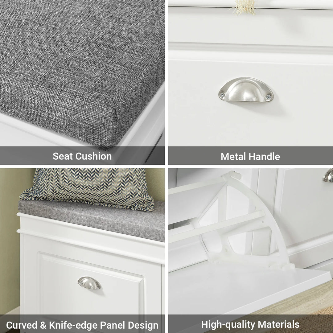 Entrésæt med skobænk og skoskab, skandinavisk stil, hvid