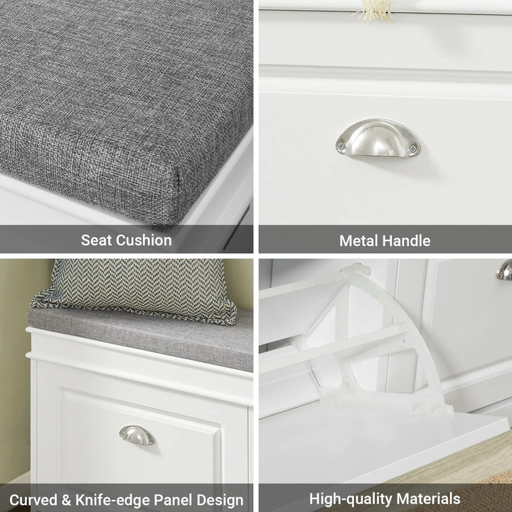 Entrésæt med skobænk og skoskab, skandinavisk stil, hvid