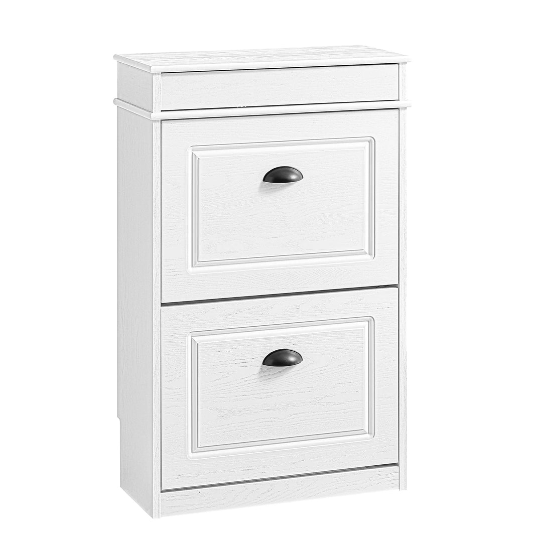 Elegant og pladsbesparende skoskab i hvid vintage-træ-effekt (54 x 82 x 24 cm)