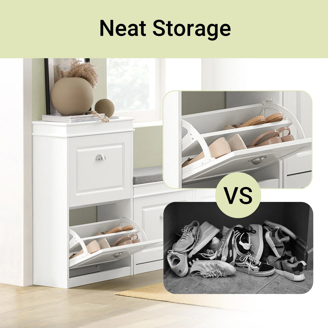 Entrésæt med skobænk og skoskab, skandinavisk stil