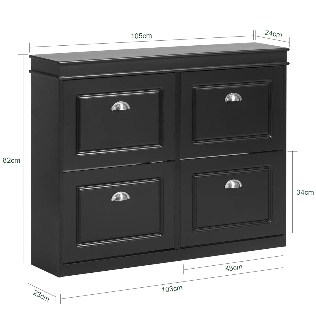Moderne og elegant skoskab, B105 x D24 x H82 cm, sort