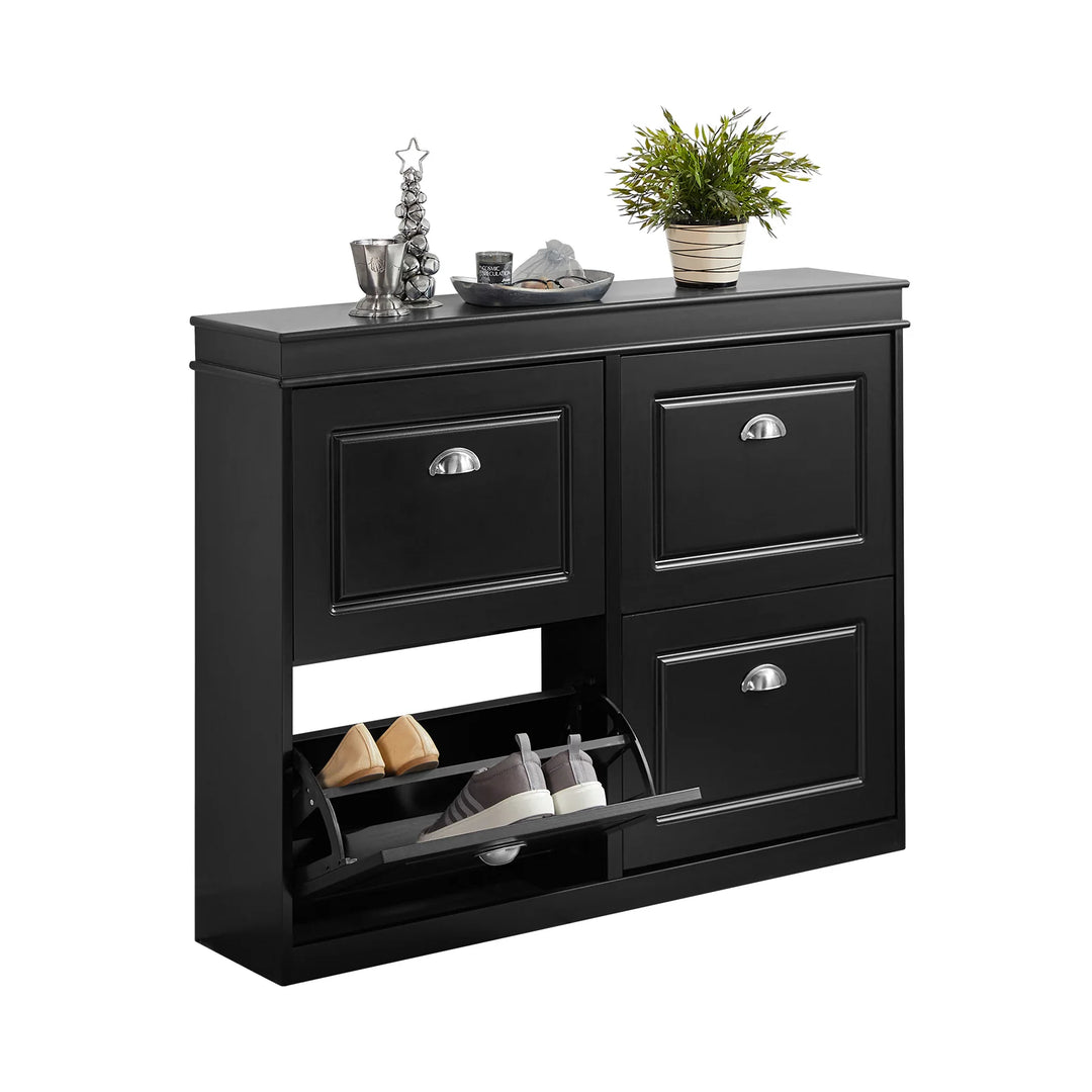 Moderne og elegant skoskab, B105 x D24 x H82 cm, sort
