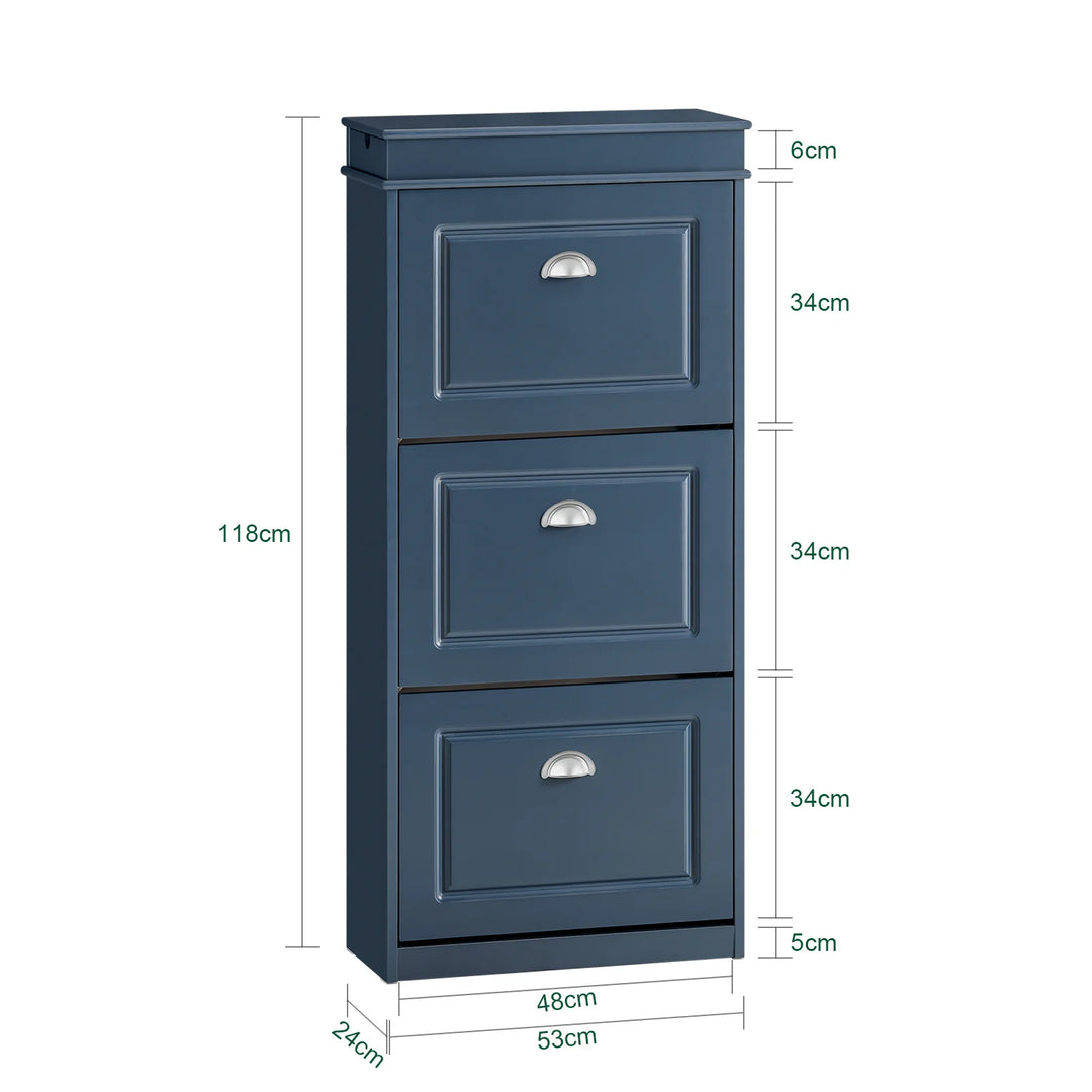 Entrésæt med skobænk og skoskab, skandinavisk stil, blå