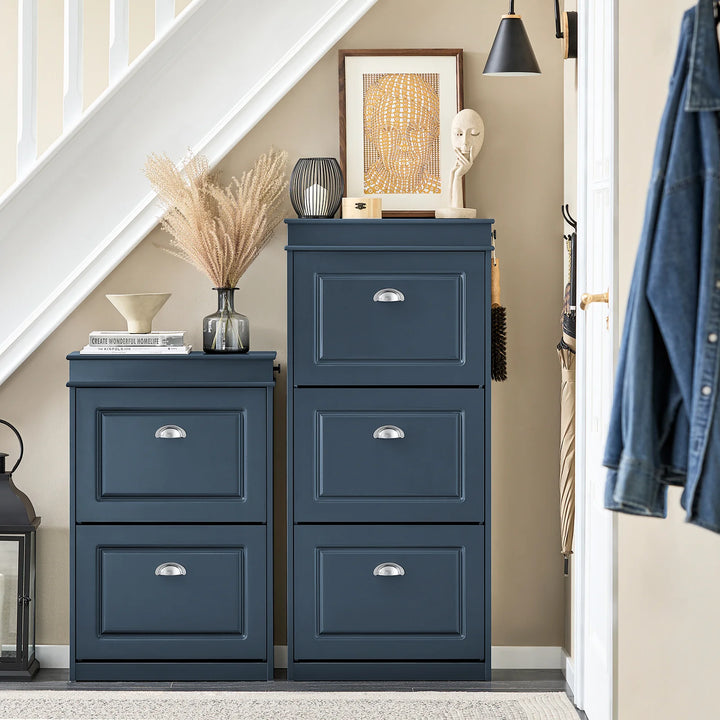 Entrésæt med skobænk og skoskab, skandinavisk stil, blå
