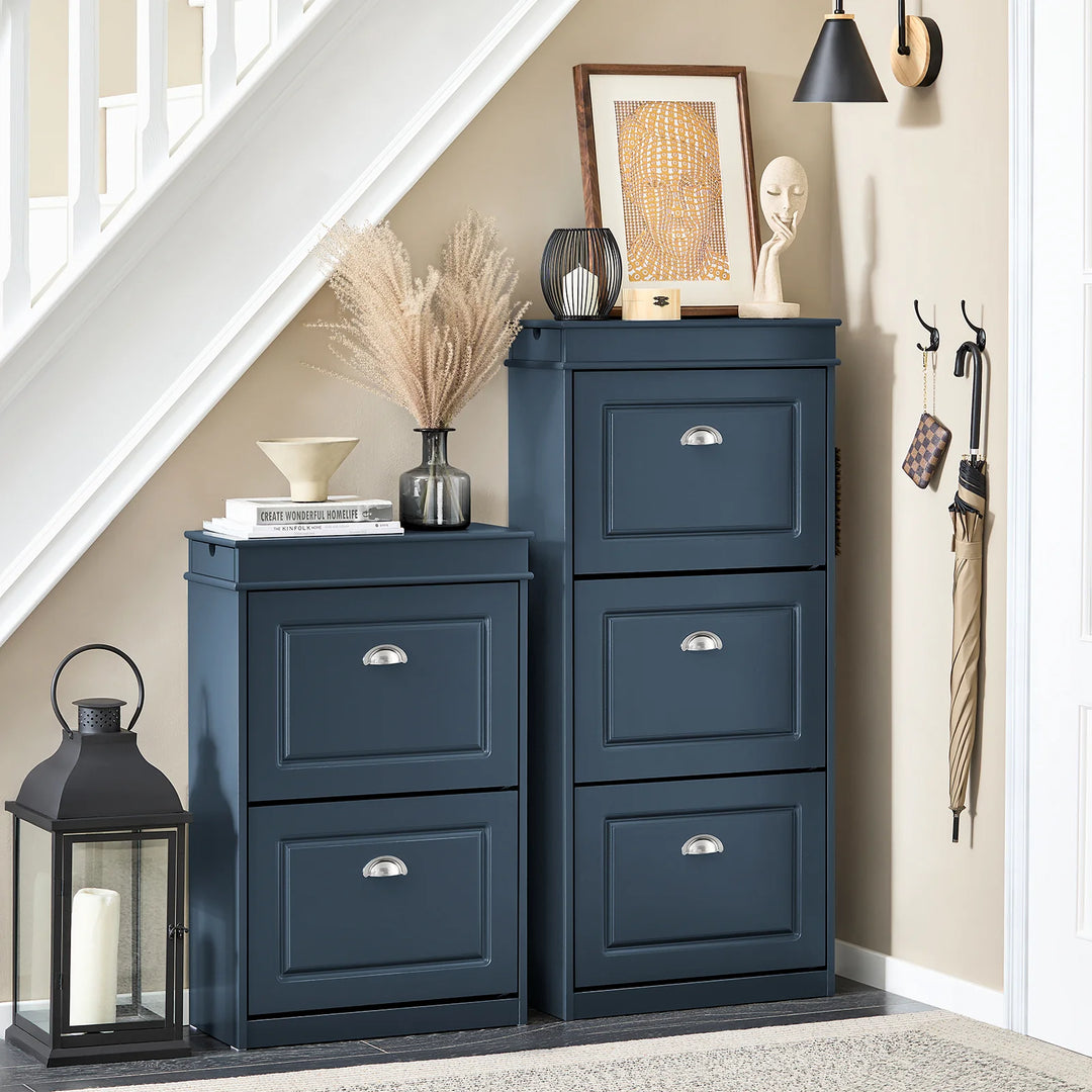 Entrésæt med skobænk og skoskab, skandinavisk stil, blå