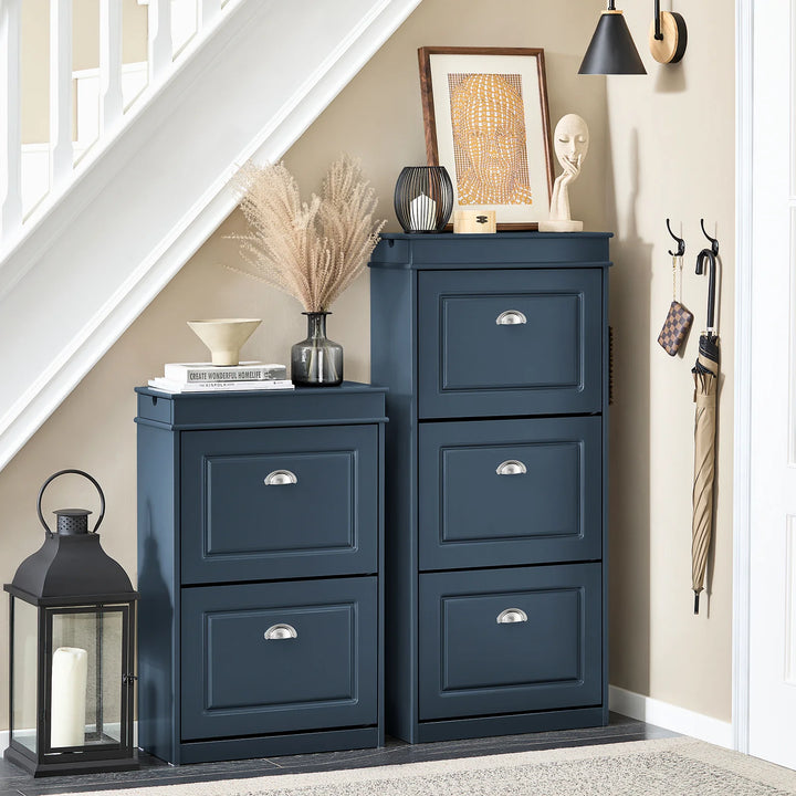 Entrésæt med skobænk og skoskab, skandinavisk stil, blå