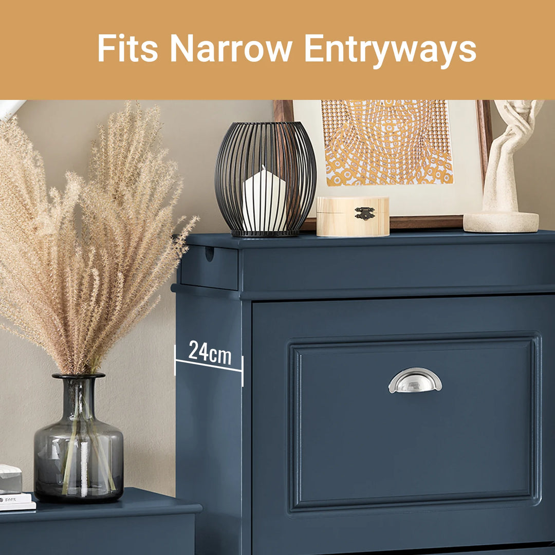 Entrésæt med skobænk og skoskab, skandinavisk stil, blå