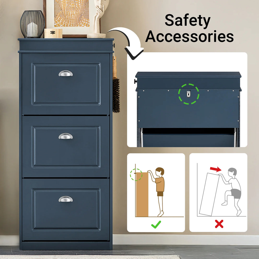 Entrésæt med skobænk og skoskab, skandinavisk stil, blå