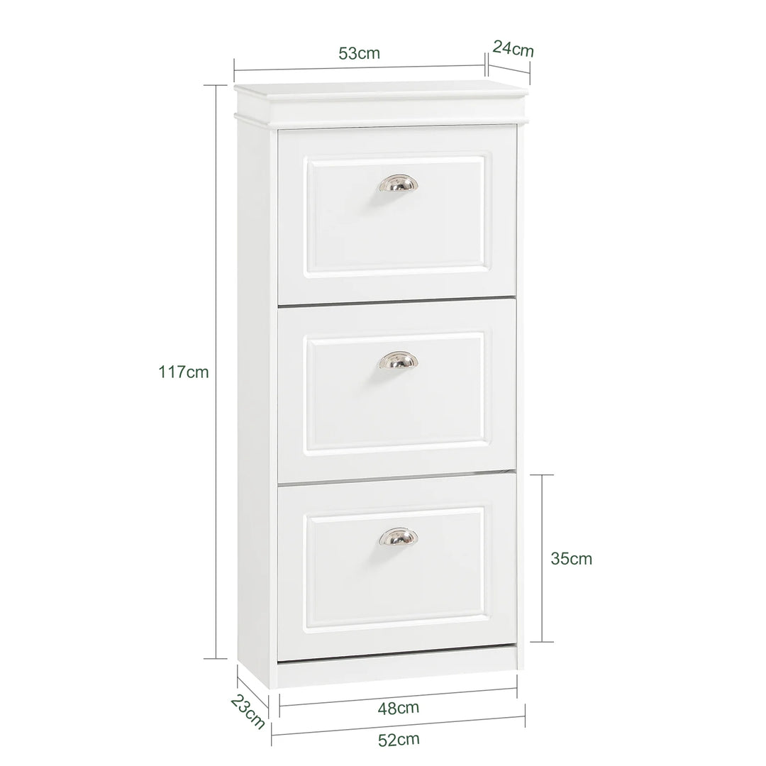 Smart skoskab med vippefunktion, 53 x 24 x 117 cm, hvid