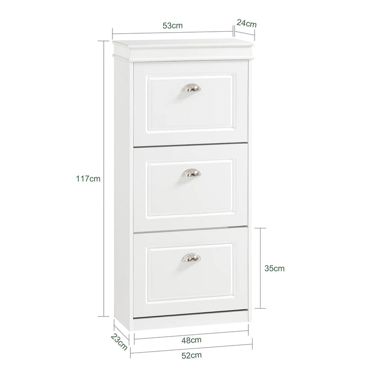 Smart skoskab med vippefunktion, 53 x 24 x 117 cm, hvid
