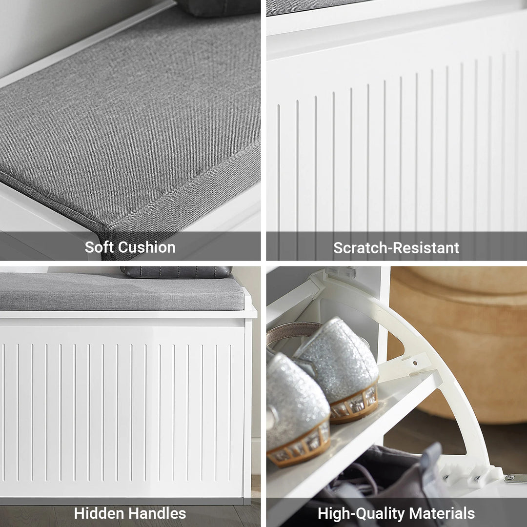 Entrésæt med skobænk og skoskab, skandinavisk stil, hvid