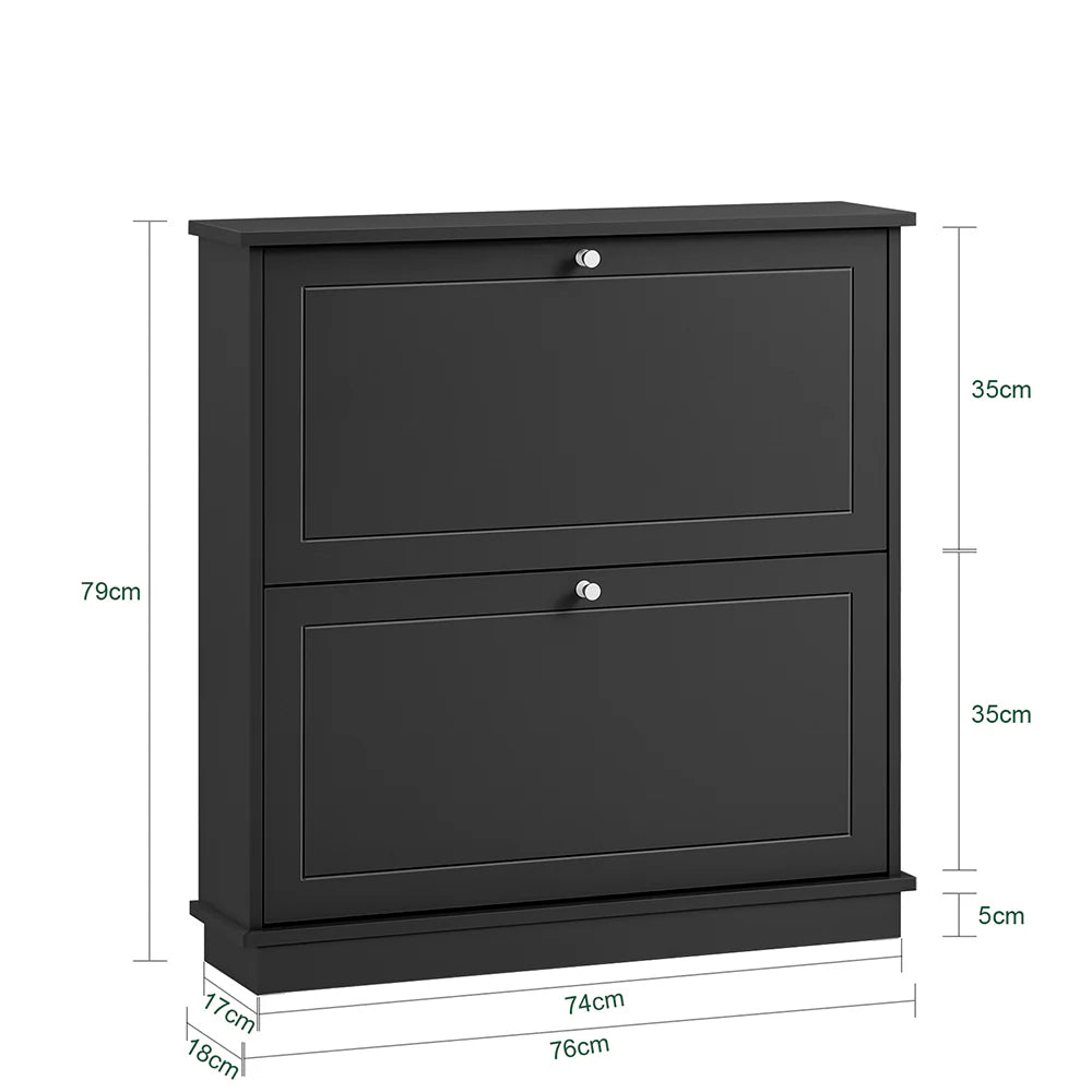 Minimalistisk skoskab i skandi-stil, L76xB18xH79 cm, sort