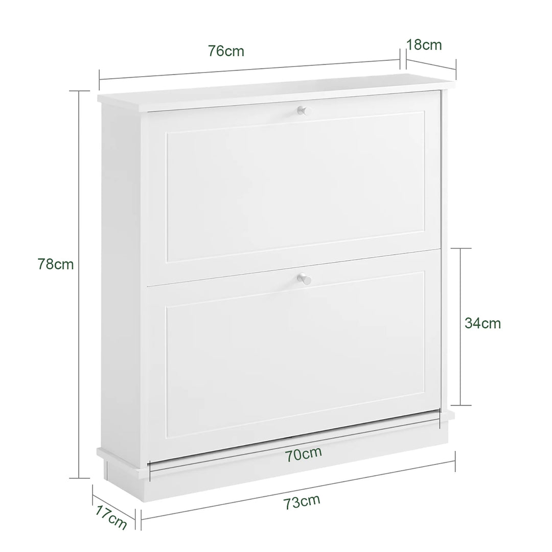Minimlistisk skoskab i skandi-stil, B76 x D18 x H78 cm, hvid