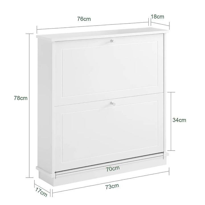 Minimlistisk skoskab i skandi-stil, B76 x D18 x H78 cm, hvid