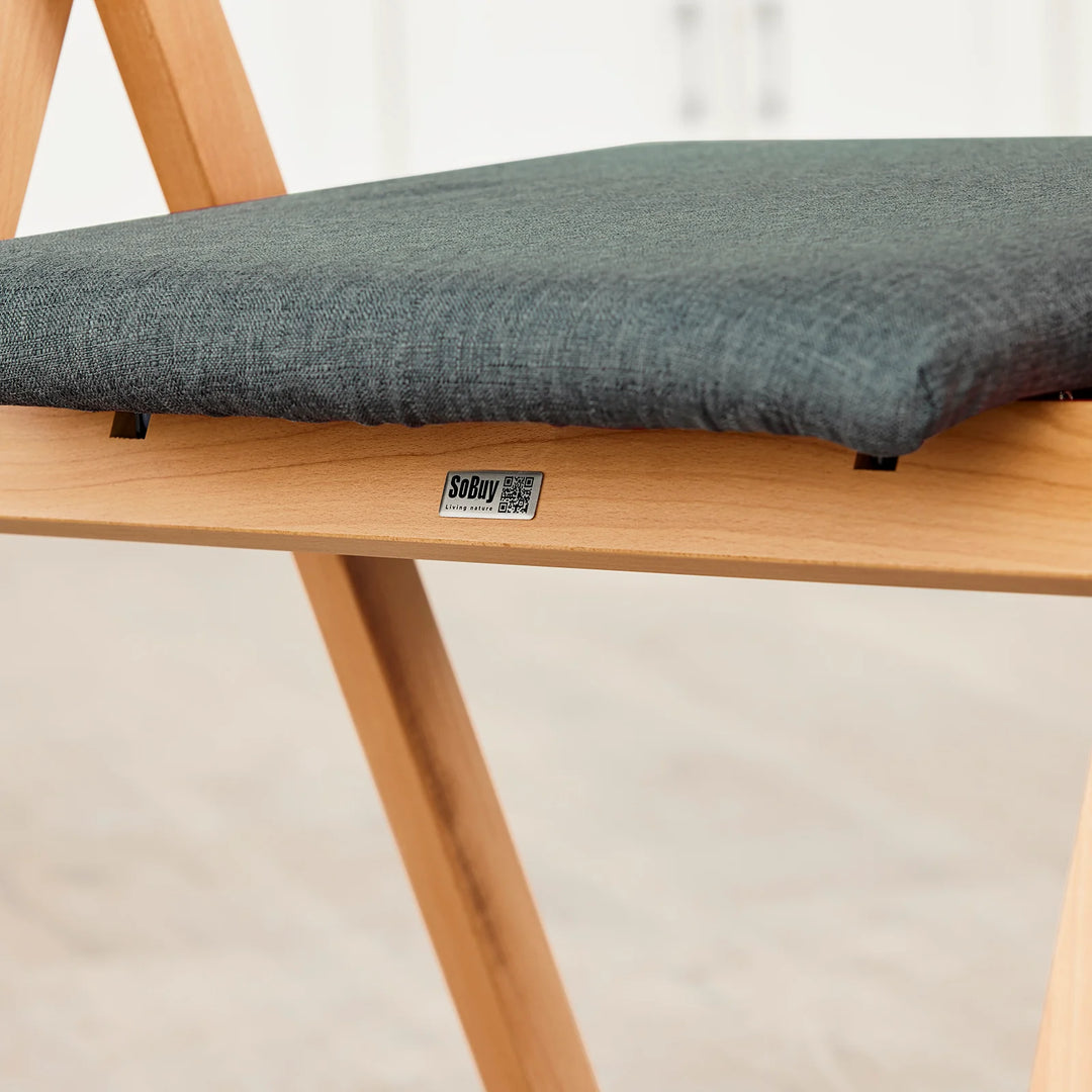 Sammenklappelig træstol med hynde – pladsbesparende og komfortabel spise- og loungestol i mørkegrå