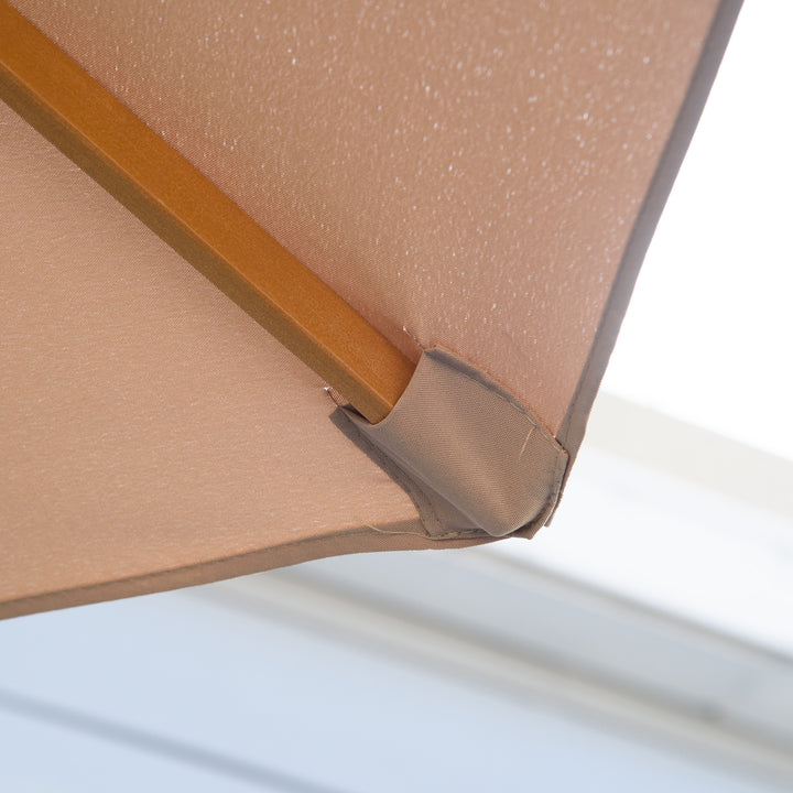 Parasol Ø 300 cm, parasol med UV-beskyttelse, træparasol til balkon, stabil strandparasol, markedsparasol, solbeskyttelse til strand, terrasse, have, khaki