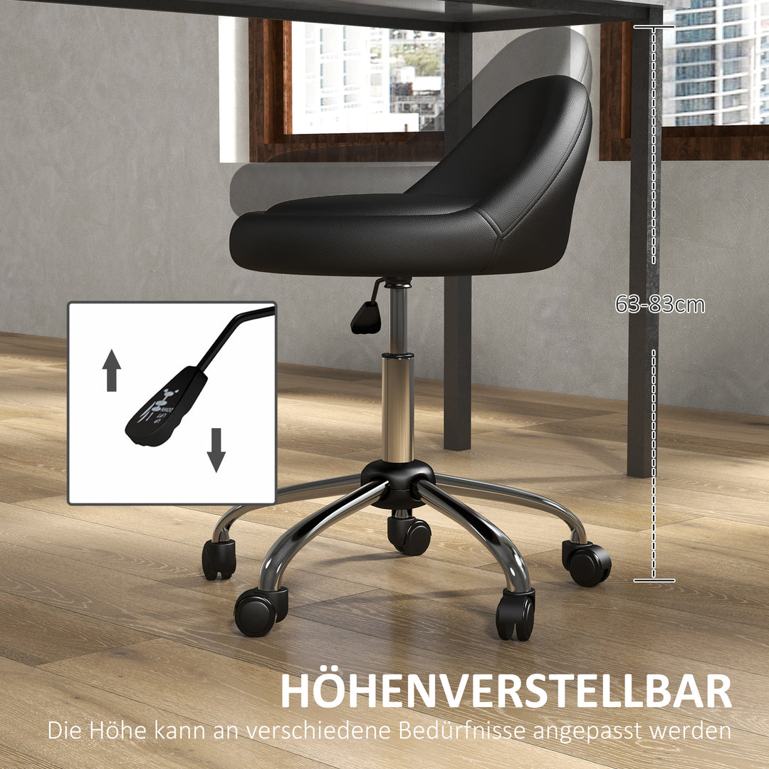 Arbejdsskammel, drejeskammel, rulleskammel, højdejusterbar, roterende sæde, 50 cm x 50 cm x 83 cm, sort + sølv
