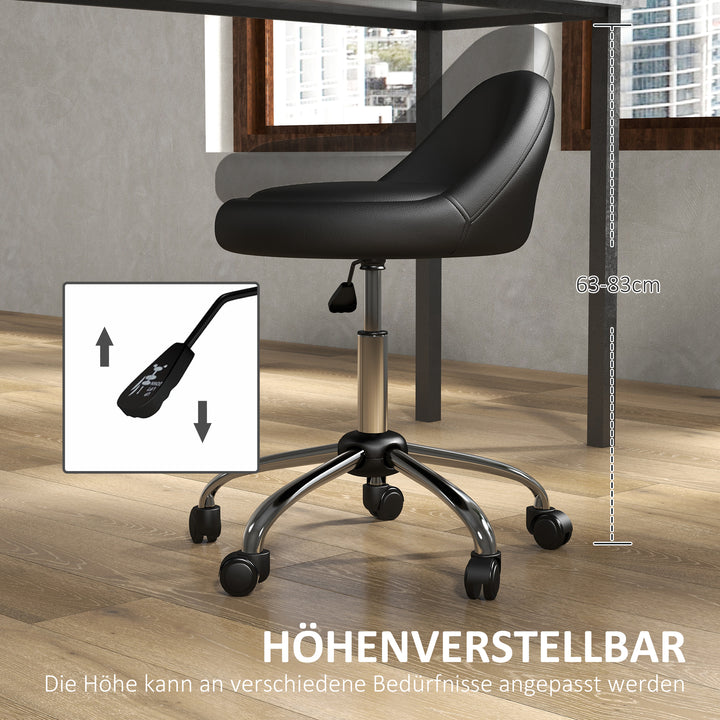Arbejdsskammel, drejeskammel, rulleskammel, højdejusterbar, roterende sæde, 50 cm x 50 cm x 83 cm, sort + sølv