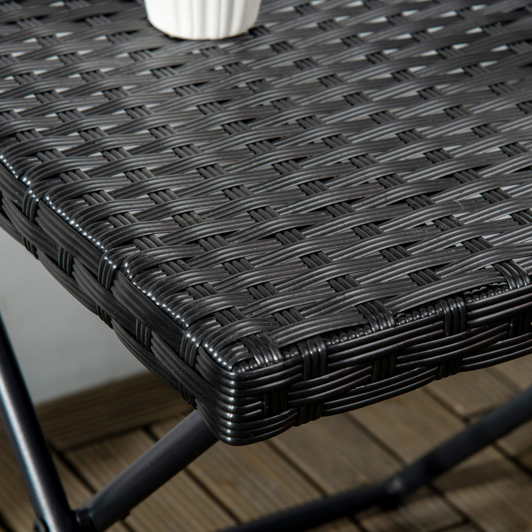 Polyrattan balkonbord, foldbart, stålstel, let at rengøre, 40x40x40 cm, sort