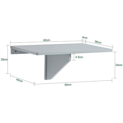 Vægbord med klap-funktion, alsidig, pladsbesparende, 60x40cm, grå