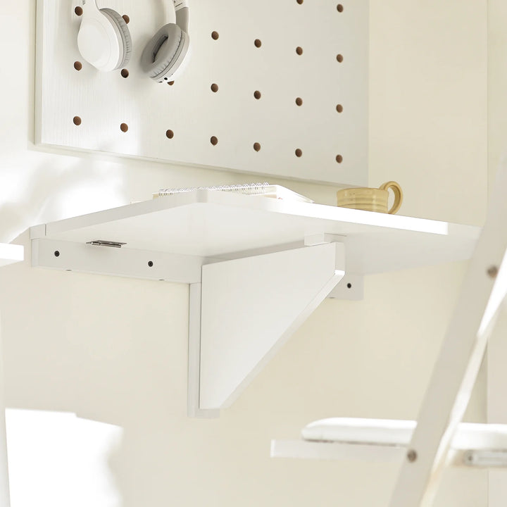 Pladsbesparende vægbord, sammenklappelig, L60xB40xH6cm, hvid