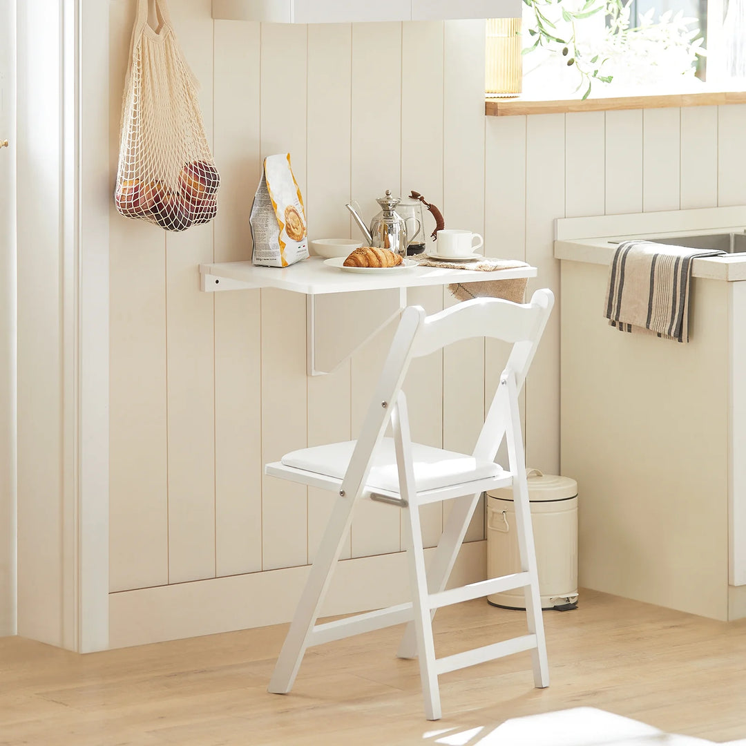 Pladsbesparende vægbord, sammenklappelig, L60xB40xH6cm, hvid