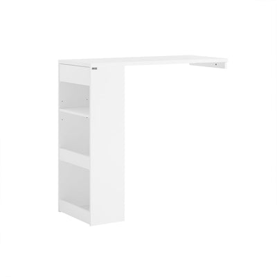 Barbord med opbevaringshylde, skandinavisk stil, 110x45x106 cm, hvid
