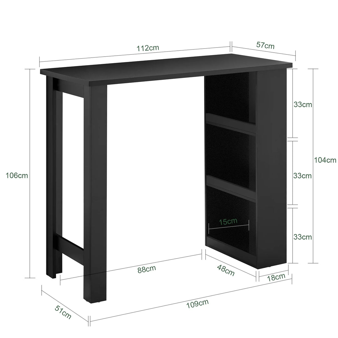 Elegant og pladsbesparende barbord i sort (112 x 57 x 106 cm)