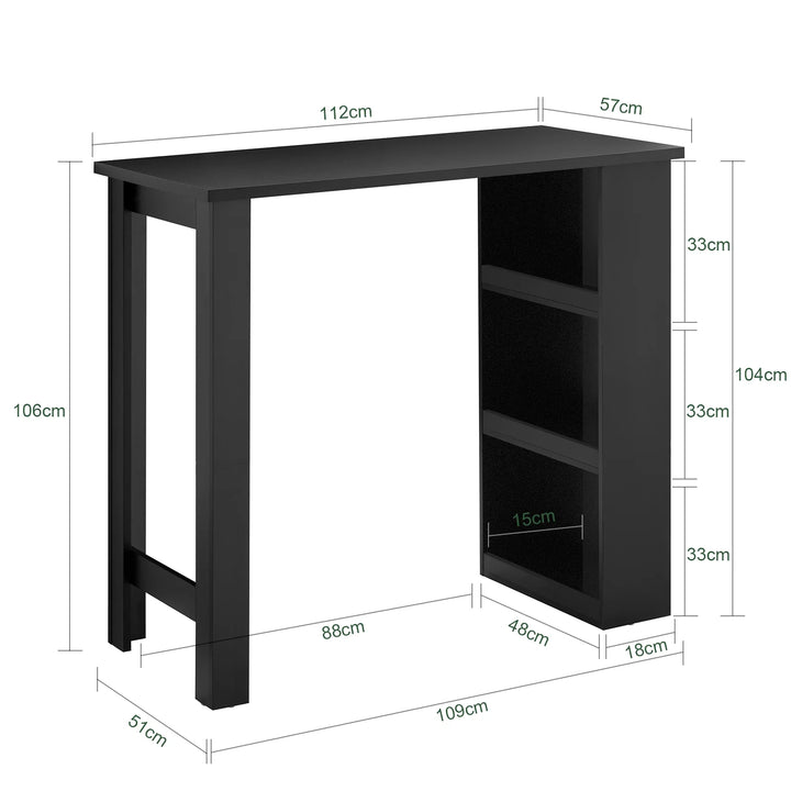 Elegant og pladsbesparende barbord i sort (112 x 57 x 106 cm)