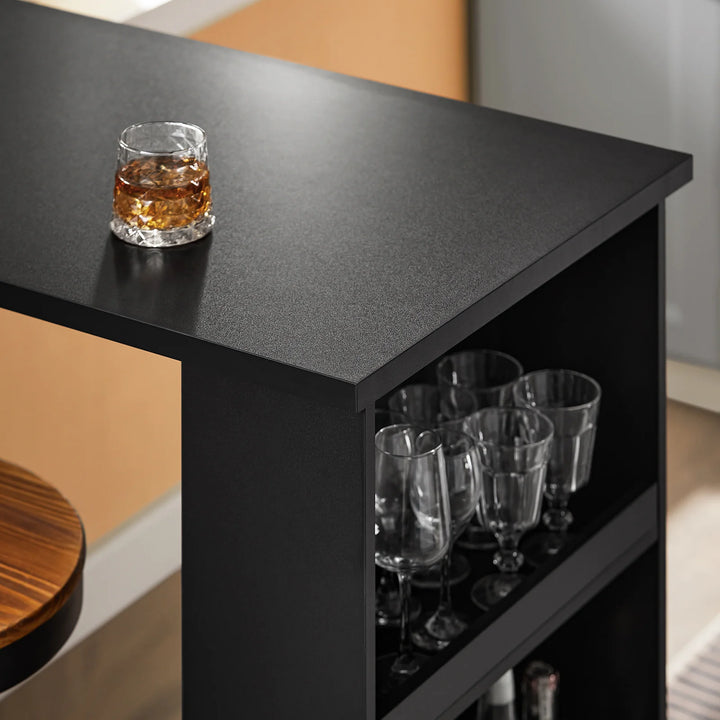 Elegant og pladsbesparende barbord i sort (112 x 57 x 106 cm)