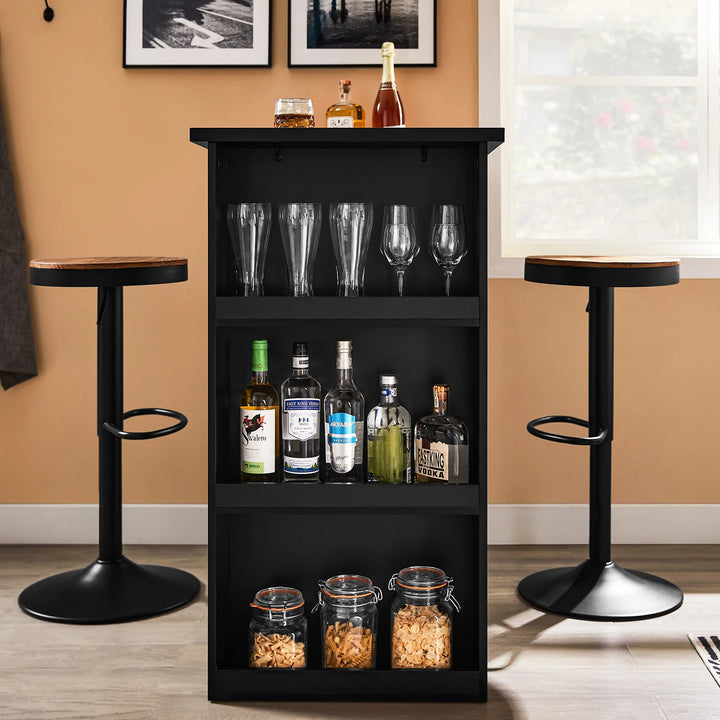 Elegant og pladsbesparende barbord i sort (112 x 57 x 106 cm)