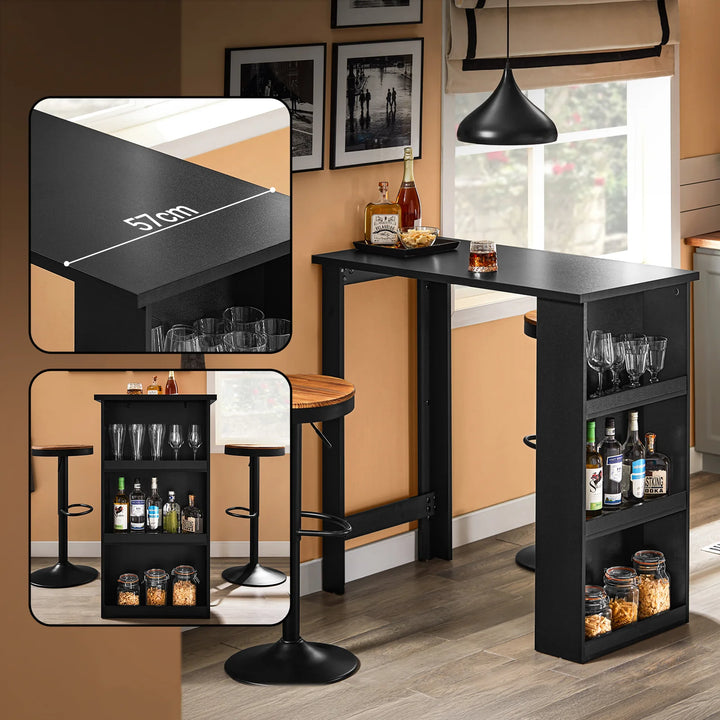 Elegant og pladsbesparende barbord i sort (112 x 57 x 106 cm)