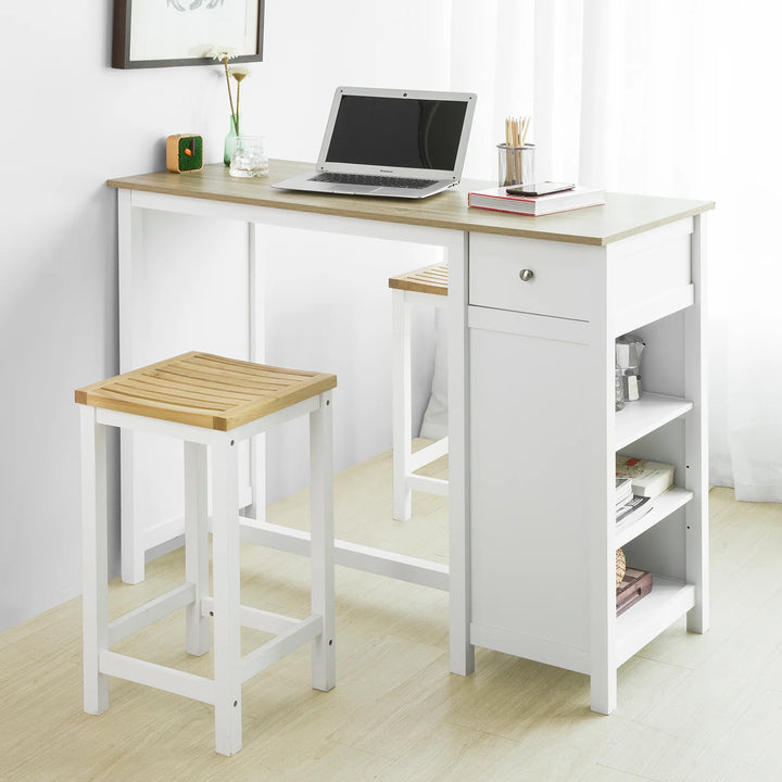 Barbord i skandi-stil, L120 x B55 x H90 cm, hvid
