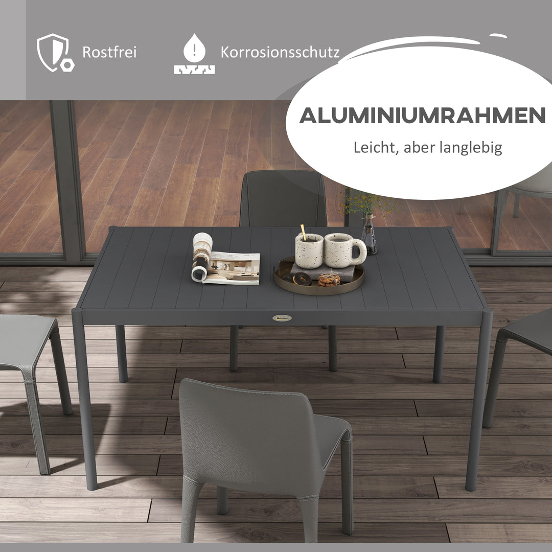 Havebord udendørsbord, vejrbestandigt, aluminium, 145 x 90 x 74 cm, mørkegrå