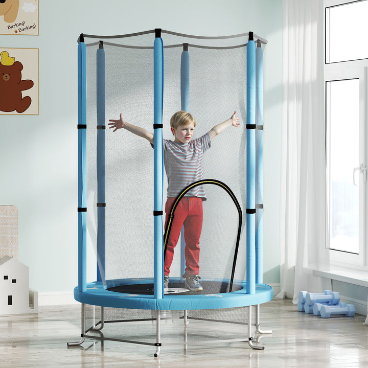 Børnetrampolin med sikkerhedsnet, til indendørs og udendørs brug, 3-6 år, lyseblå