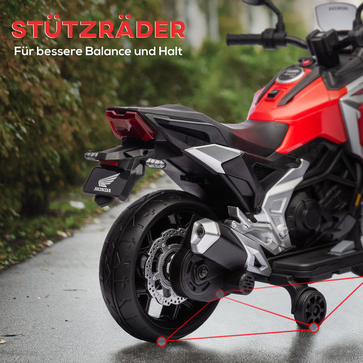 Elektrisk børnemotorcykel, Honda, 3 km/t, musik og lys, 3-6 år, op til 30 kg, rød