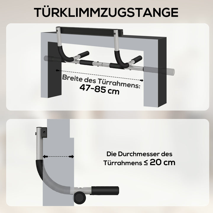 Pull-up bar, træningsbeslag, multifunktionel døråbnings pull-up bar, stål, skum, 92 x 40 x 17 cm, sort+grå