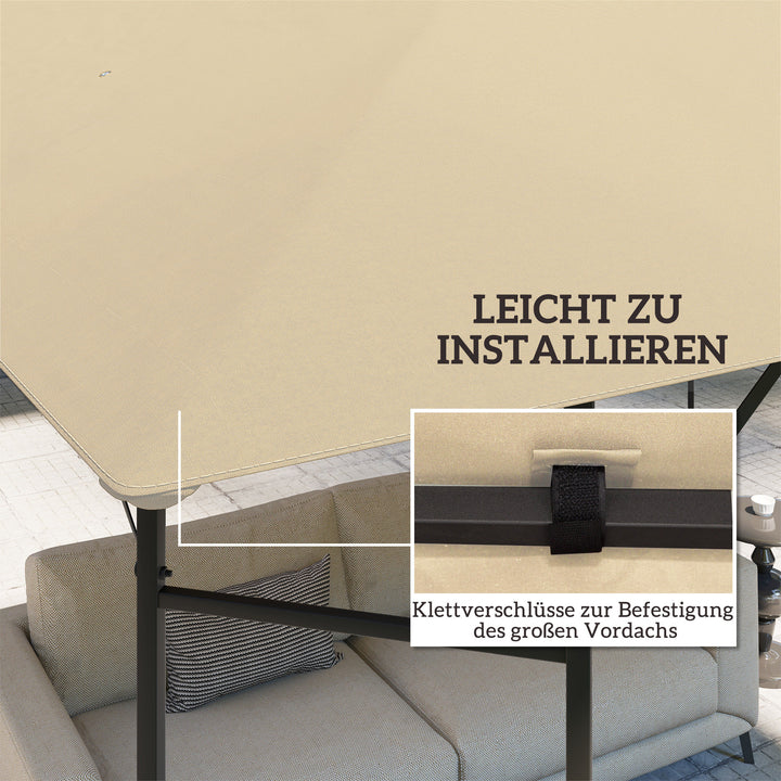Udskiftningstag til 3 x 3 m pavillon, vandafvisende, UPF30+, udskiftningsovertræk af Oxford-stof, 370 g/m², beige
