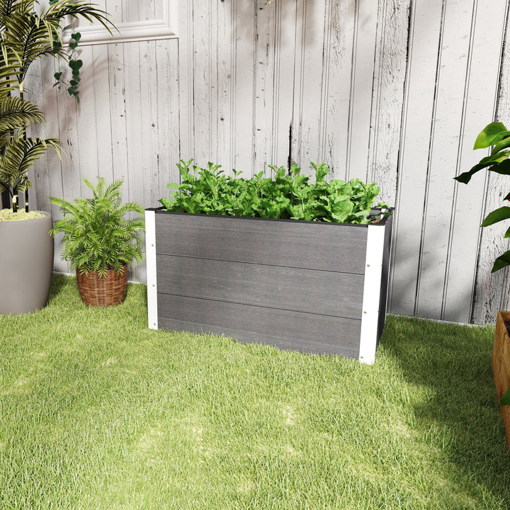 Højbed lavet af aluminium, plantebed, kold ramme, havebed, blomsterkasse, vejrbestandig, uden base, plantekasse 100x50x55,5 cm til terrasse, balkon, blomsterkasse til blomster, planter, grå