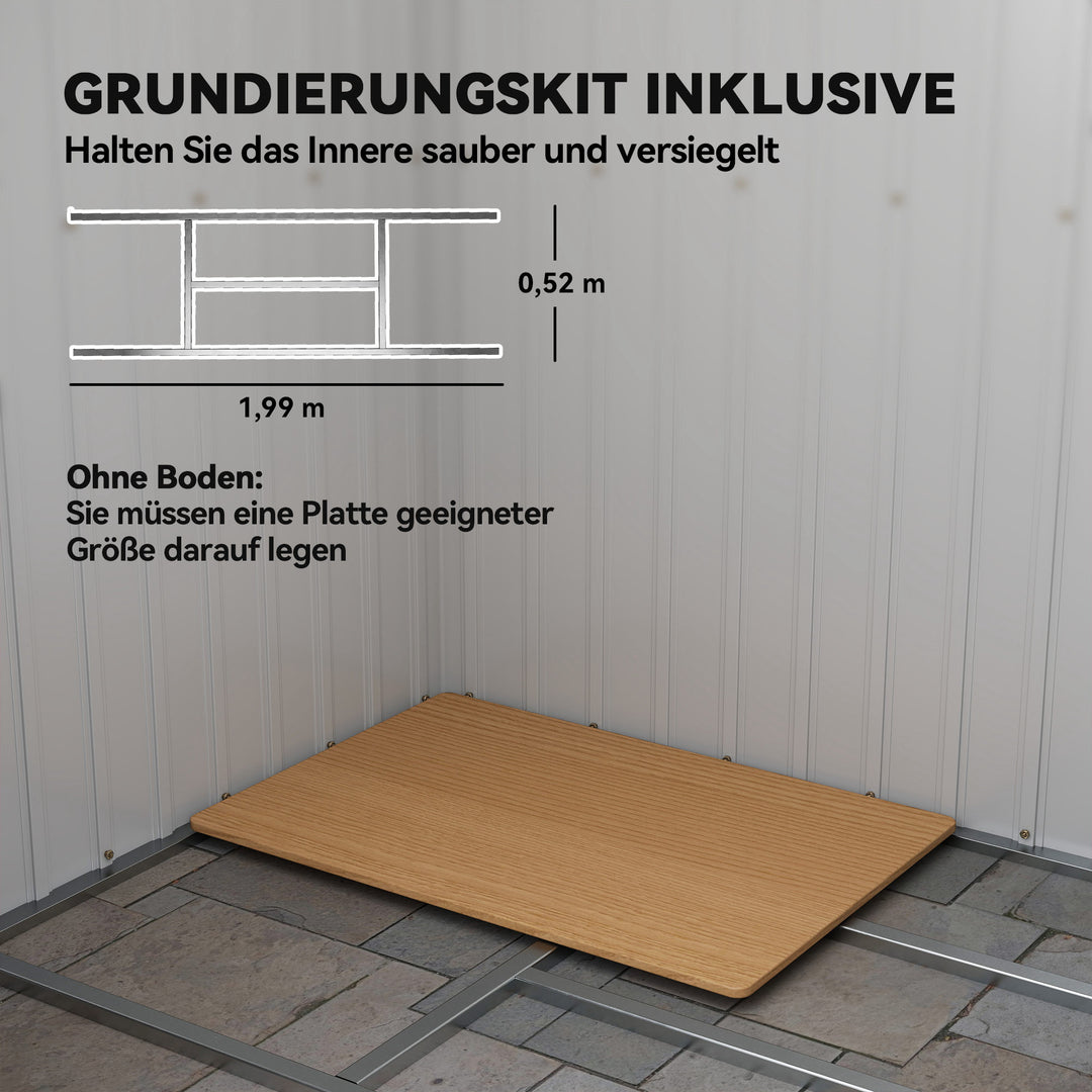 Haveskur med ventilationsvinduer, skydedøre, galvaniseret stål, 213 x 130 x 159 cm, grøn