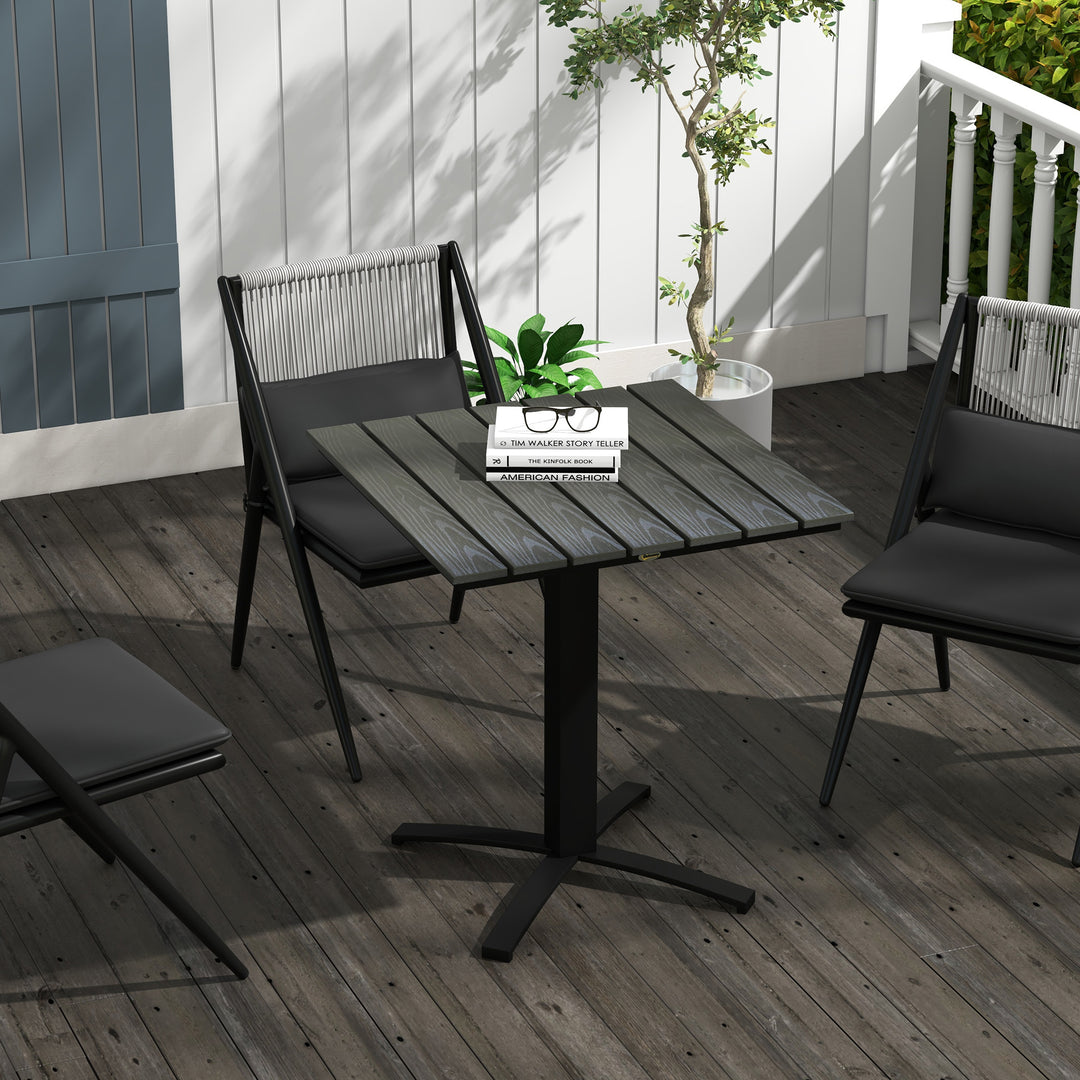 Havebord, til 4 personer, trælook, aluminiumsramme, 70 x 70 x 76 cm, grå