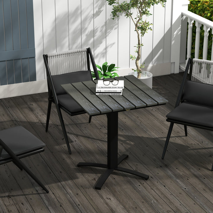 Havebord, til 4 personer, trælook, aluminiumsramme, 70 x 70 x 76 cm, grå