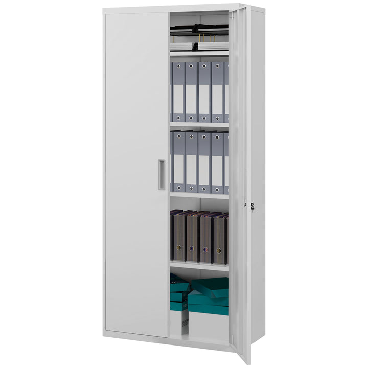 Arkivskab, kontorskab, 5 hylder, metal, 80b x 40d x 180h cm, hvid