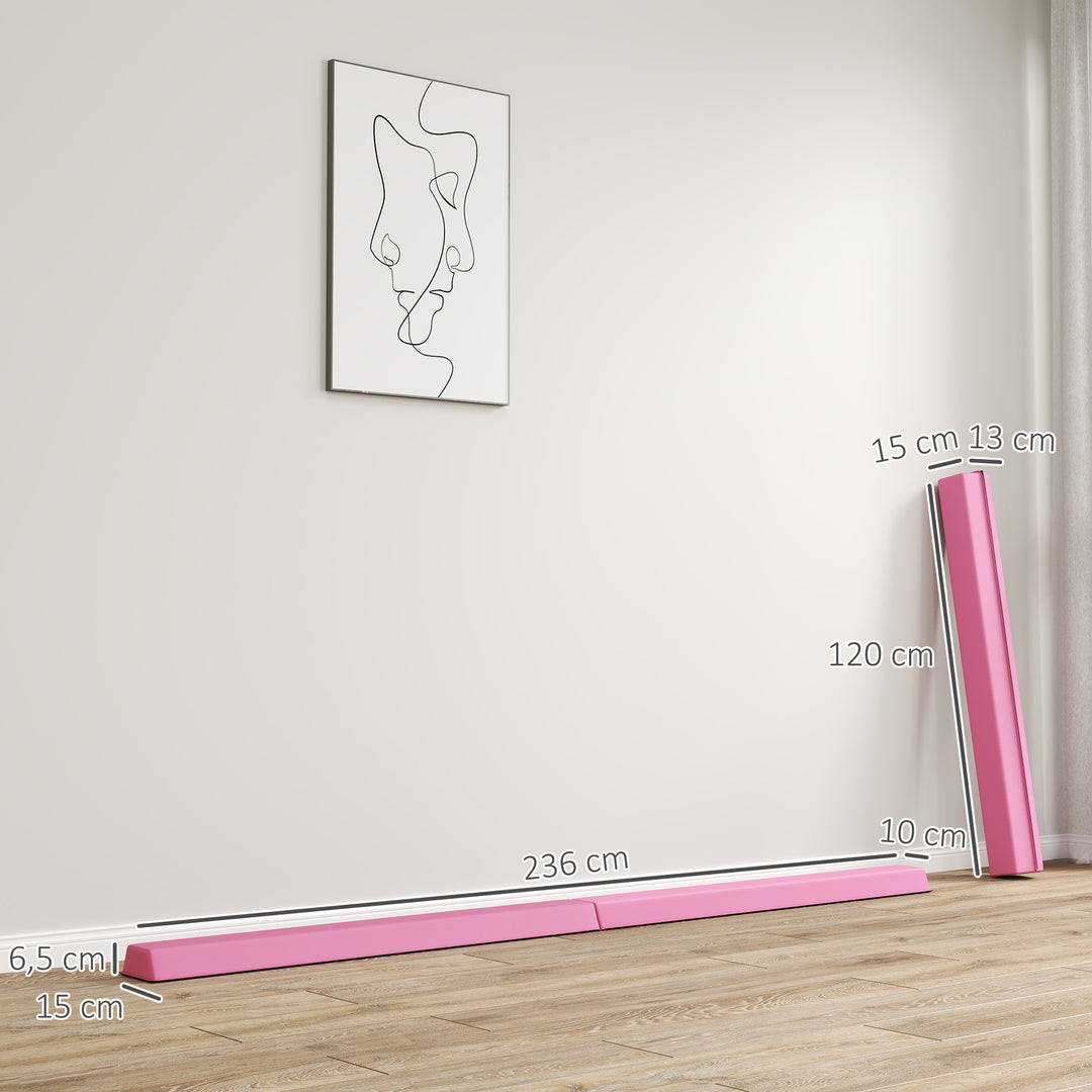 Balancebom 2,4 m, foldbar, skridsikker bund, til 3+ år, op til 80 kg, lys rød