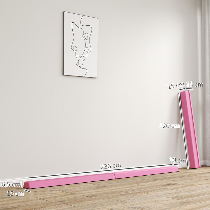 Balancebom 2,4 m, foldbar, skridsikker bund, til 3+ år, op til 80 kg, lys rød