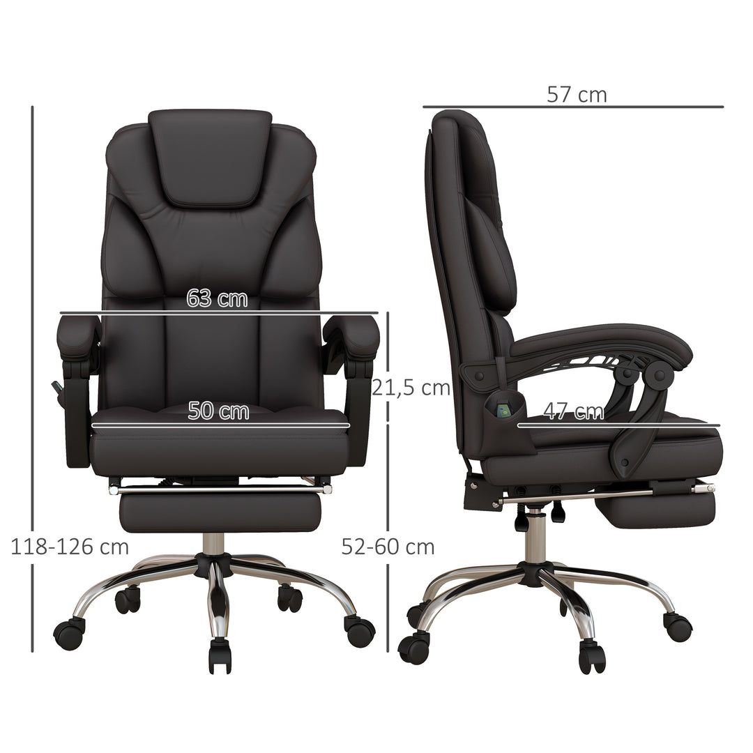 Kontorstol med massagefunktion, ergonomisk, lænestol, 63x57x118, brun