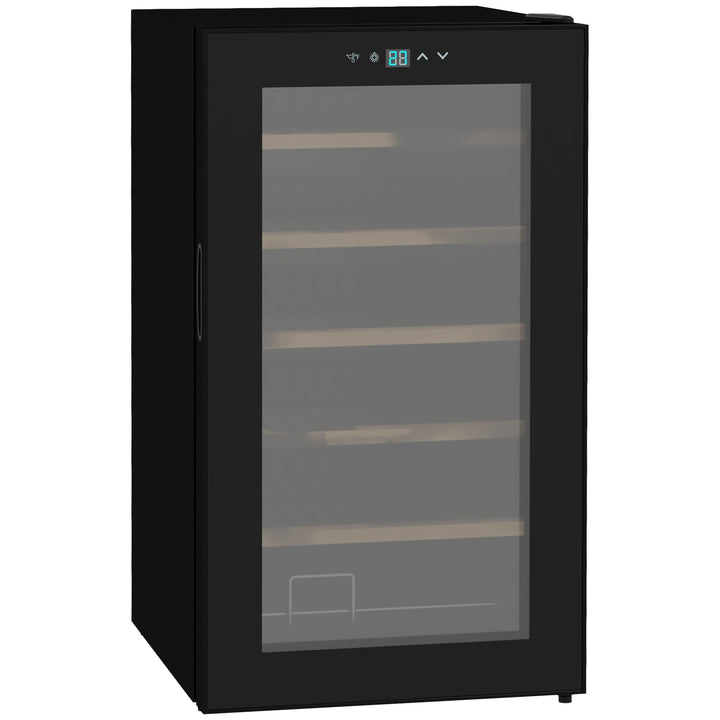 Lille vinkøleskab til stuen, til 24 flasker, justerbar temperatur 5 til 20°C, LED-belysning, sort, 43 x 45 x 75 cm