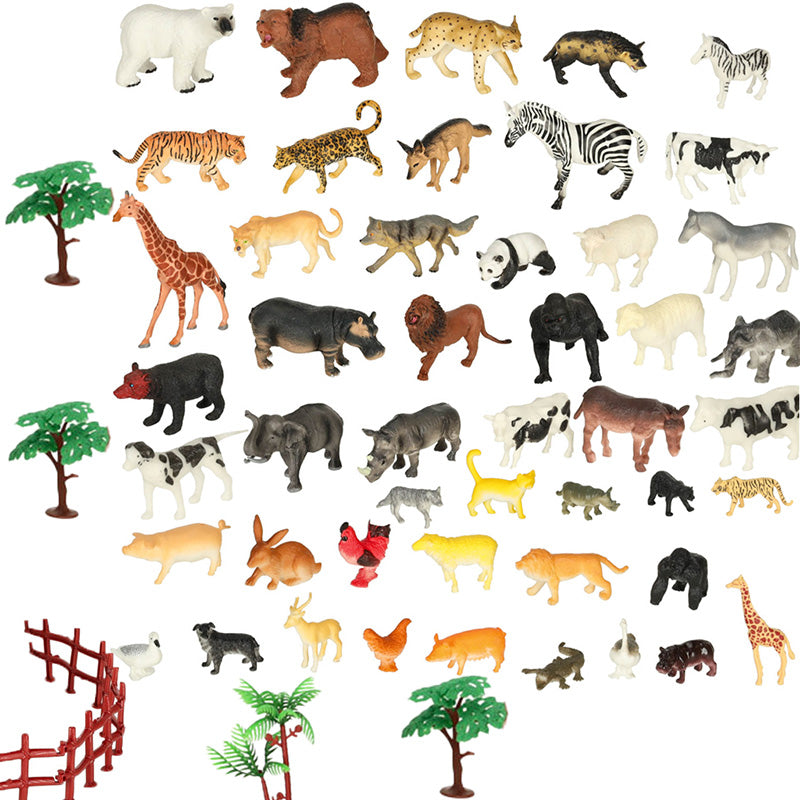 Figurer af zoologiske dyr, sæt med 59 el.