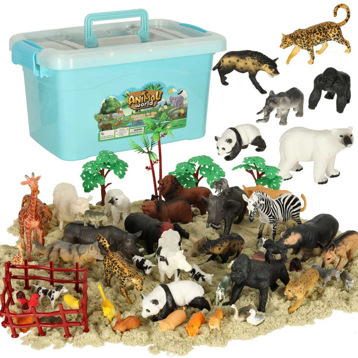 Figurer af zoologiske dyr, sæt med 59 el.