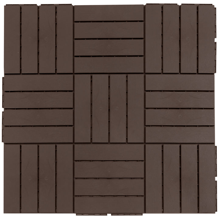 Terrassefliser 30 x 30 cm, 9 stk., 0,81 m², klikfliser, balkonfliser med kliksystem, dræningsfunktion, gulvflise til terrasse/altan, brun